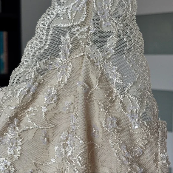 Vintage Beaded Cream Lace Dress - Picture 4 of 12